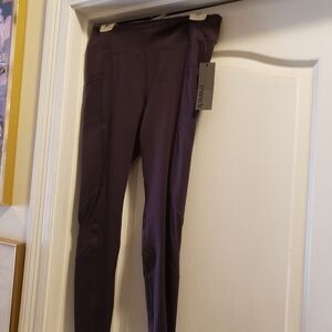 Mono B Purple Legging With Side Pockets And Mesh Design